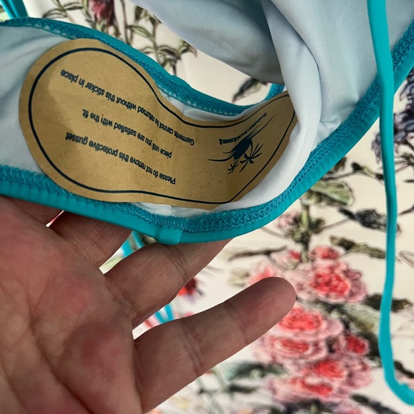 COPY - Beachsissi one piece teal swimsuit. NWT. Size L. Gathered sides with tie… - Picture 5 of 9